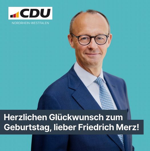 Unser Bundesvorsitzender Friedrich Merz feiert heute seinen 68. Geburtstag. Wir...