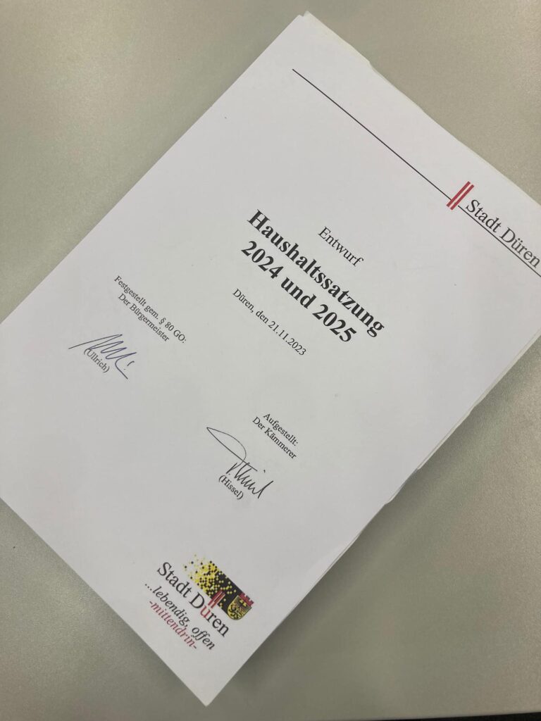 Stellungnahme der Dürener CDU-Fraktion zum Doppelhaushalt 2024/2025.

Mit der Un...