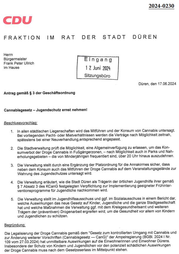 Cannabisgesetz: Jugendschutz in Düren ernst nehmen!
Schulleiter und Fachleute wa...