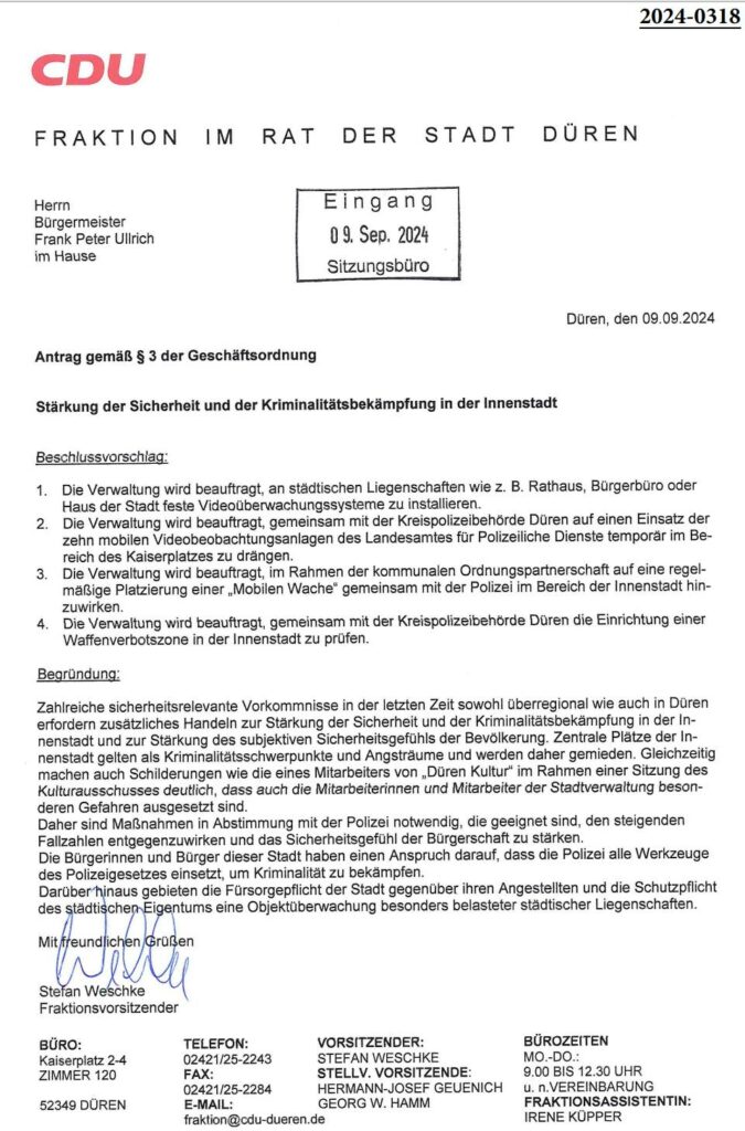 Mit Blick auf die gehäuften Vorfälle in der Innenstadt und die tragischen Ereign...
