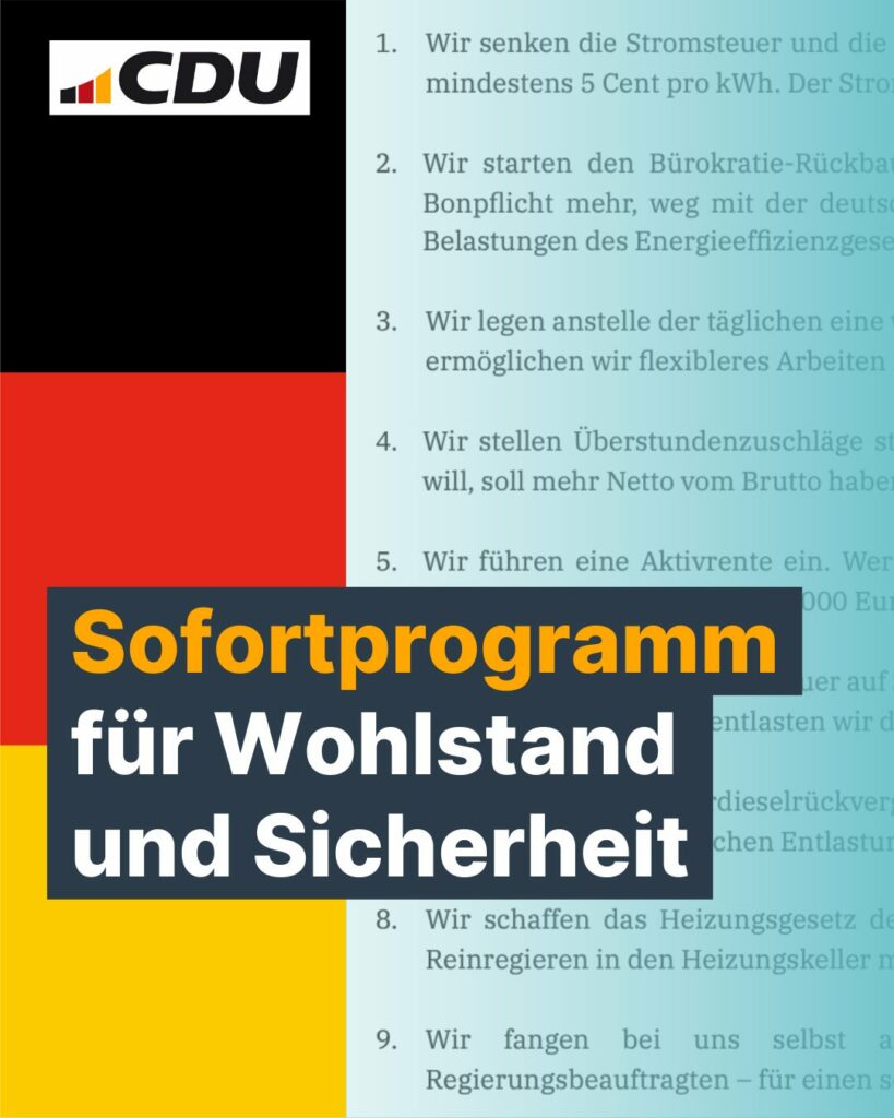 Beschlossene Sache. Unser Sofortprogramm für Wohlstand und Sicherheit. #cdupt25 ...