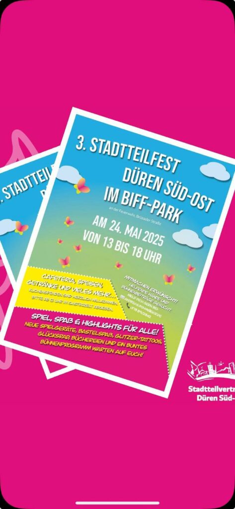 3. Stadtteilfest Düren Süd-Ost im Biff-Park.
Die Gespräche mit den vielen ehren...