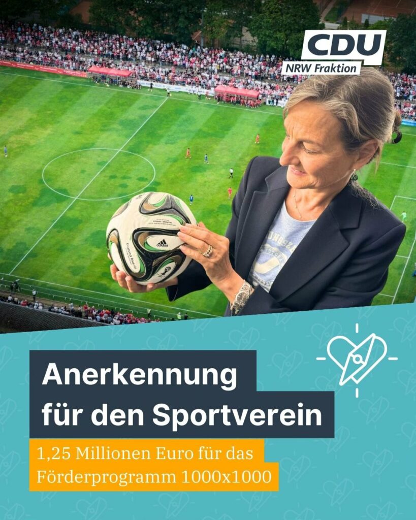 1000×1000 – Anerkennung für den Sportverein 

Gute Nachrichten für unsere Sport...